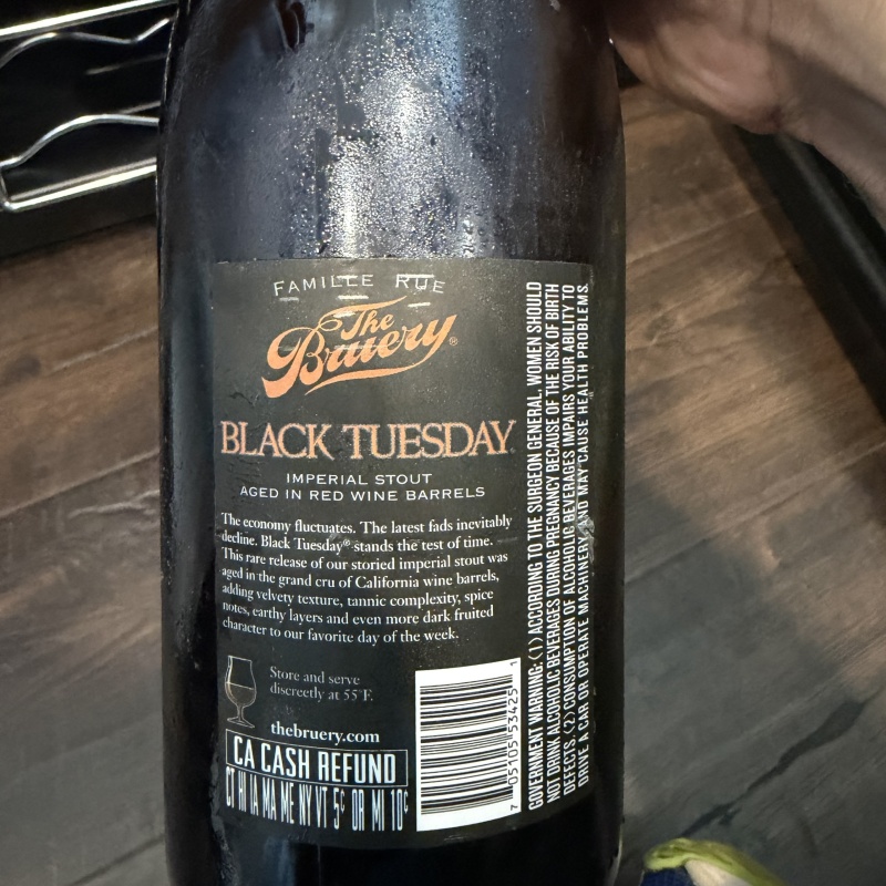 Bruery Black Tuesday Red wine barrel aged