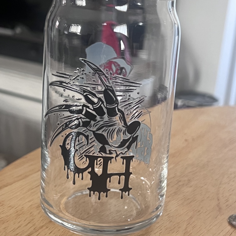 Limited edition ghost hawk Halloween glass