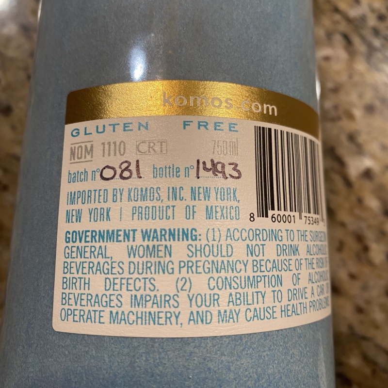 Komos Extra Anejo Tequila 750 ml Bottle