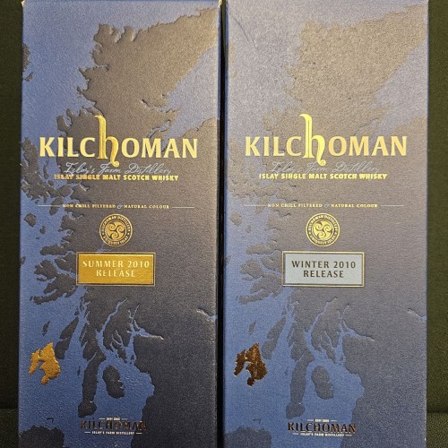 Kilchoman 2010 Winter & Summer Release Single Malt Scotch Whiskey, OB! Box Included Free Shipping!