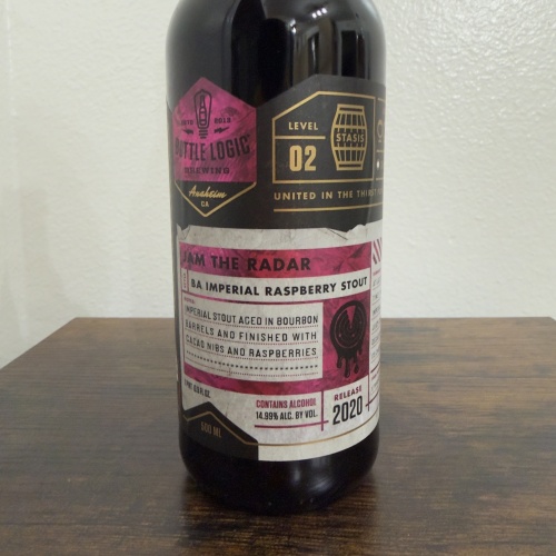Bottle Logic Brewing Jam the Radar 2020 - Bourbon Barrel Aged Imperial Raspberry Stout - Cacao Nibs, Black & Red Raspberry - 500ml - Stasis Level 02