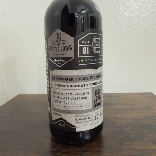 Bottle Logic Brewing Stronger Than Fiction 2019 - Bourbon Barrel Aged Coffee Coconut Strong Ale - Bodhi Leaf Coffee - 500ml - Stasis Level 01