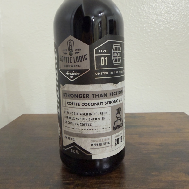 Bottle Logic Brewing Stronger Than Fiction 2019 - Bourbon Barrel Aged Coffee Coconut Strong Ale - Bodhi Leaf Coffee - 500ml - Stasis Level 01