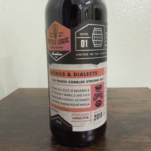Bottle Logic Brewing Details & Dialects 2019 - Bourbon & Rye Barrel Aged Peach Cobbler Strong ale - 500ml - Stasis Level 01