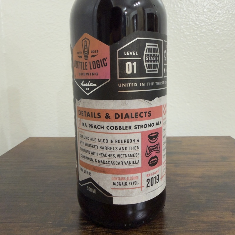 Bottle Logic Brewing Details & Dialects 2019 - Bourbon & Rye Barrel Aged Peach Cobbler Strong ale - 500ml - Stasis Level 01