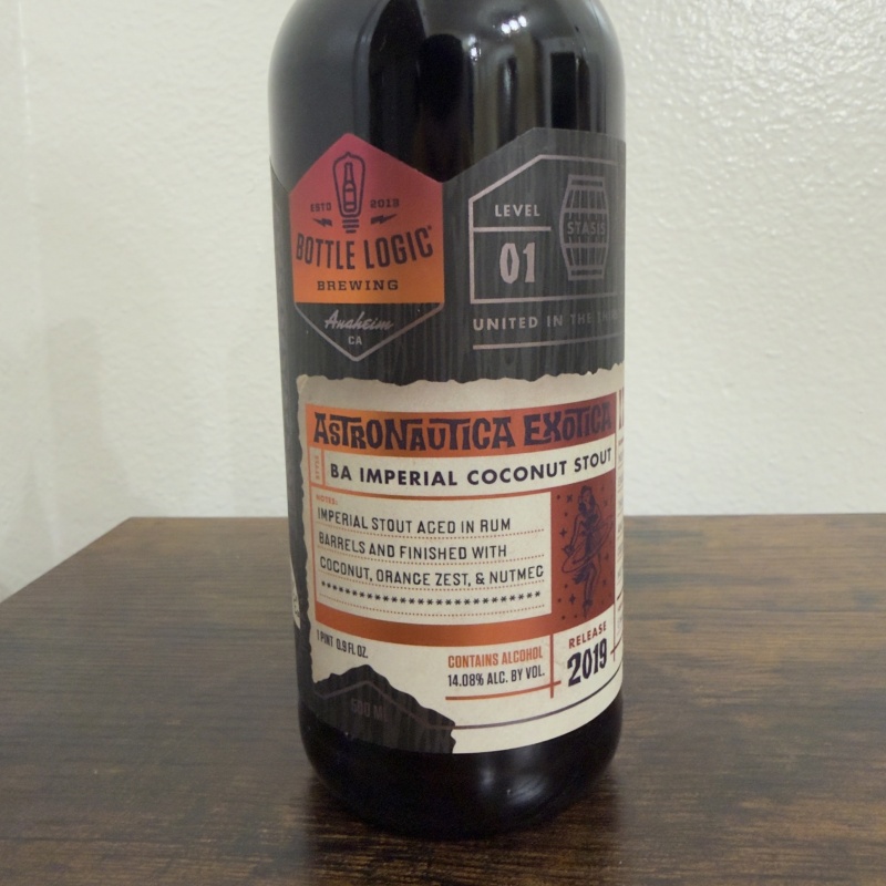 Bottle Logic Brewing Astronautica Exotica 2019 - Rum Barrel Aged Imperial Coconut Stout - Coconut, Orange Zest, Nutmeg - 500ml - Stasis Level 01