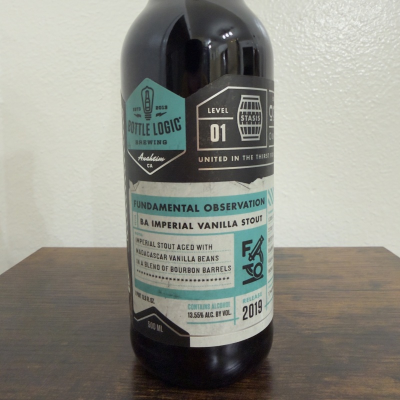 Bottle Logic Brewing Fundamental Observation 2019 - Bourbon Barrel Aged Imperial Vanilla Stout - Madagascar Vanilla Beans - 500ml - Stasis Level 01