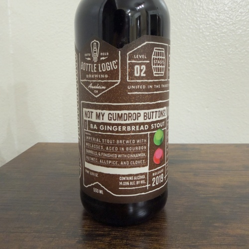 Bottle Logic Brewing Not My Gumdrop Buttons 2019 - Bourbon Barrel Aged Gingerbread Stout -500ml - Stasis Level 02