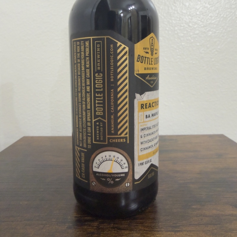 Bottle Logic Brewing Reaction State 2019 - Maple Syrup + Cinnamon Whiskey Barrel Aged Breakfast Stout - 500ml - Stasis Level 02
