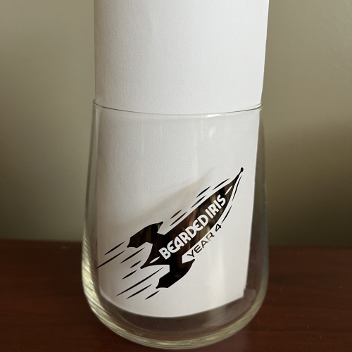 Bearded Iris 4 year anniversary glass