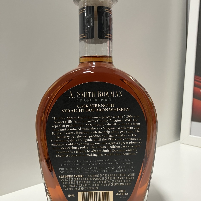 A Smith Bowman Cask Strength