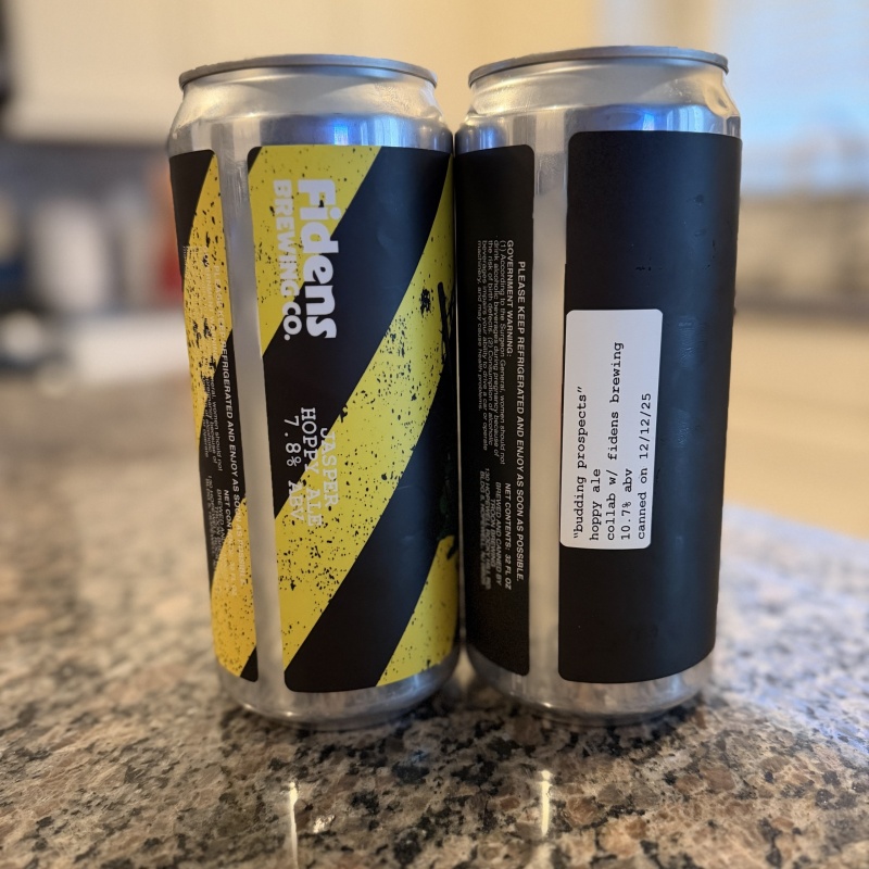 Two Different Troon Brewing Fidens Collab Crowlers Irradiated Jasper and Budding Prospects
