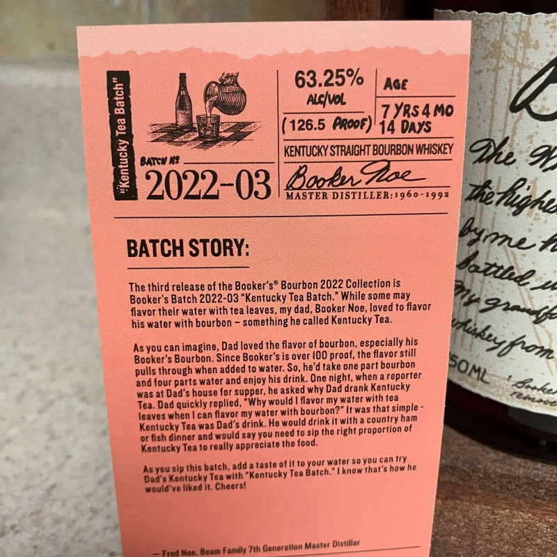 Bookers’s 2022-03 Kentucky Tea Batch
