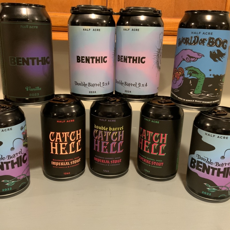 Half Acre Lot includes 2 cans of Double Bourbon  Barrel 2024 2 x 4 benthic