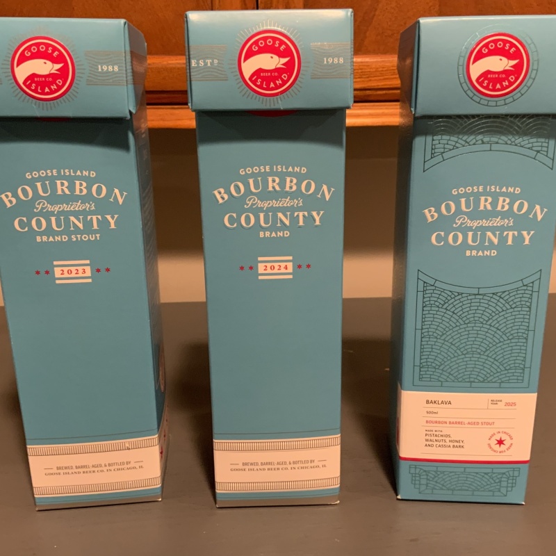 2023, 2024 and 2025 Bourbon County Goose Island Proprietor’s Barleywine