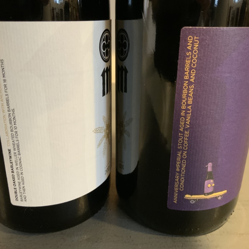 Monkish 2021 M9.1 Bourbon Barrel Anniversary Stout and 2021 Double Barrel Barleywine Life Size
