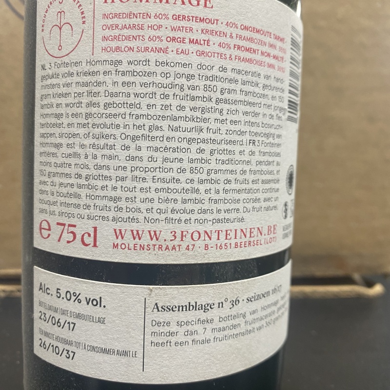 3 Fonteinen Hommage 750ml 2017