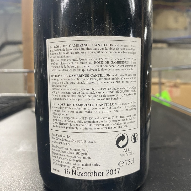 Cantillon Rose de Gambrinus 2017 750ml bottle