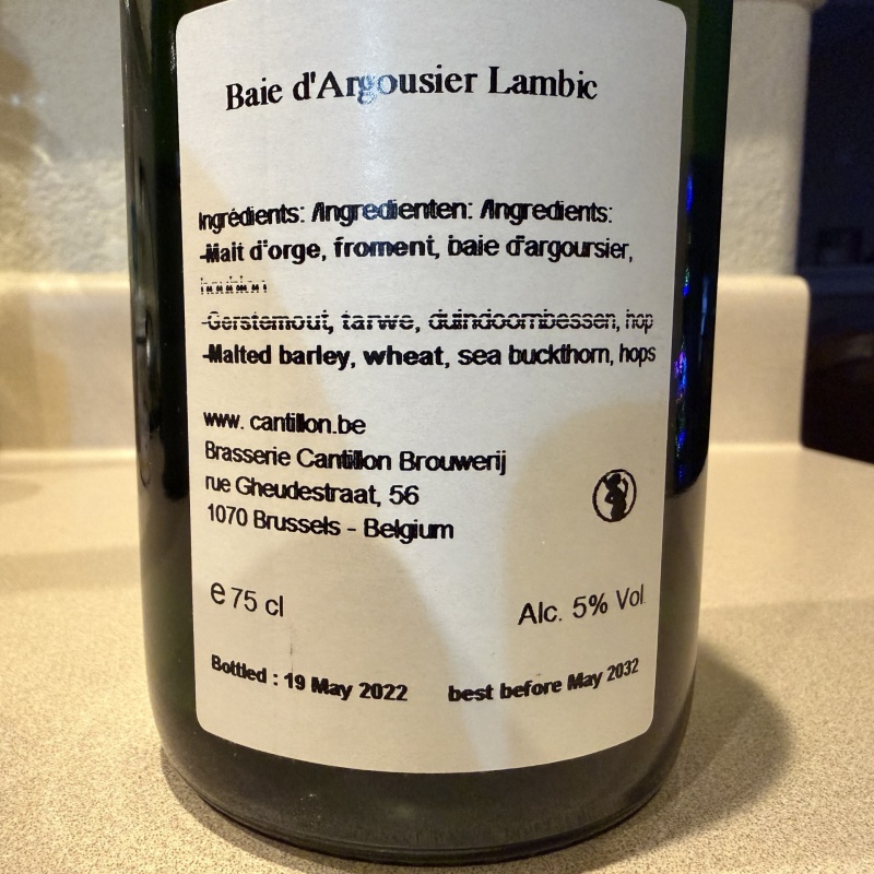 Cantillon Tyrnilambic Baie D'Argousier (2022)