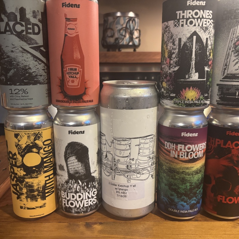 Fidens taproom anniversary week cans crowler