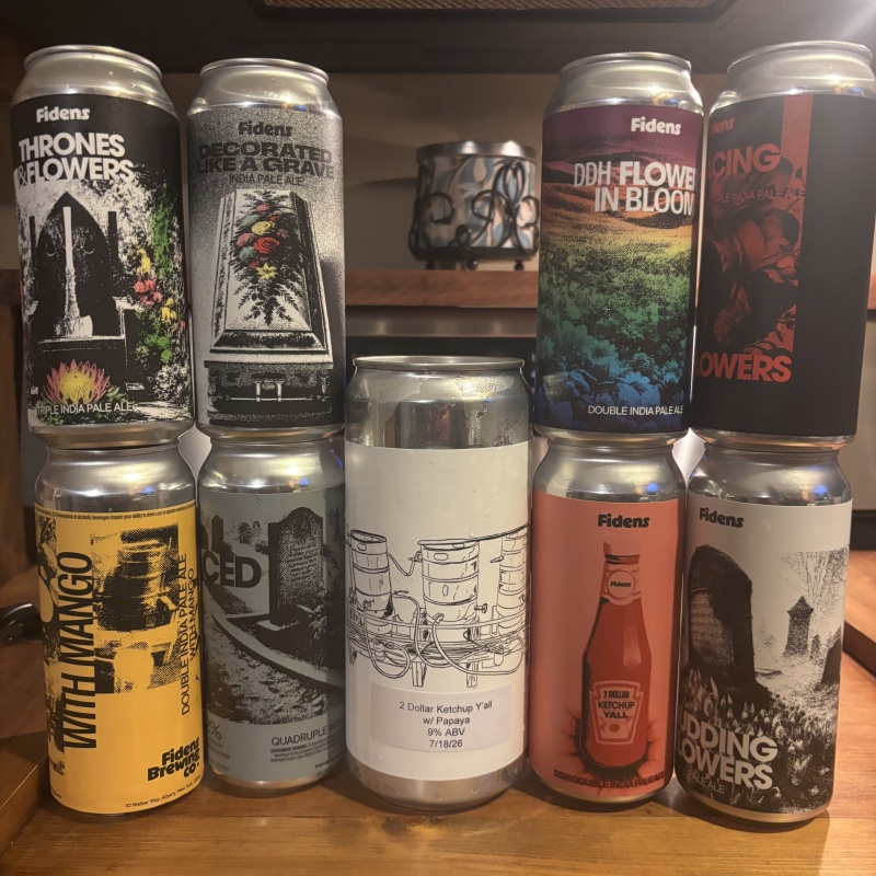 Fidens taproom anniversary week cans crowler