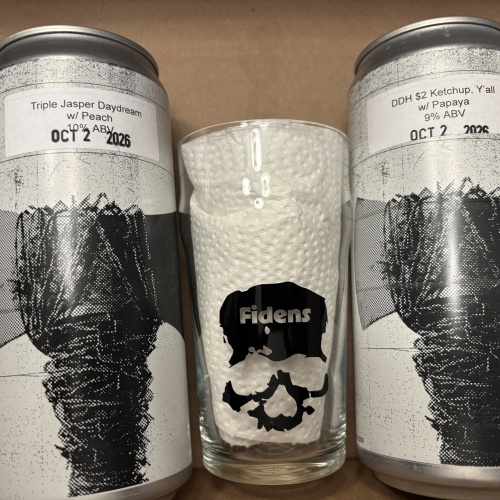 fidens anniversary week crowlers with black skull glass