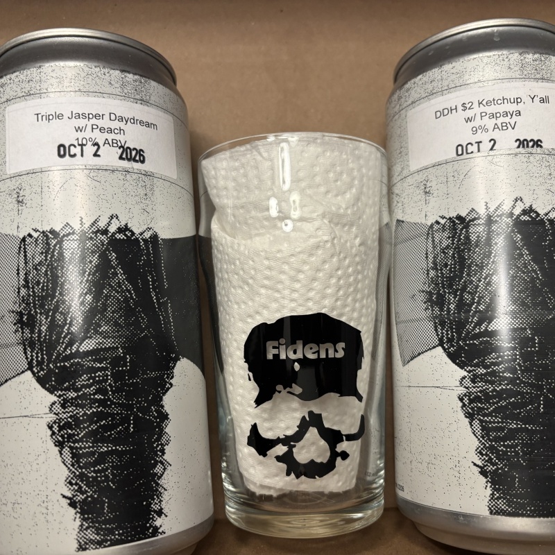 fidens anniversary week crowlers with black skull glass