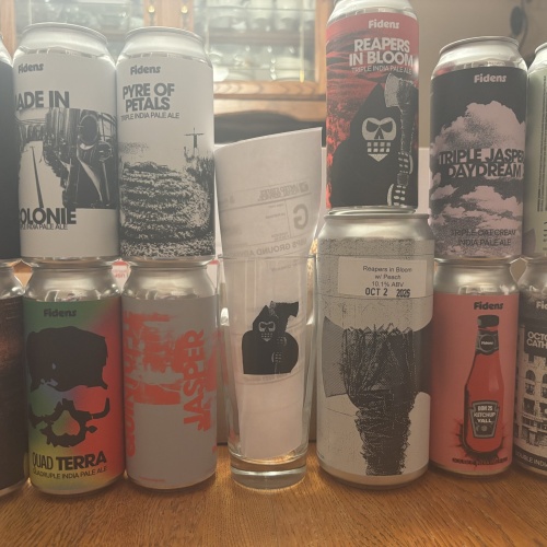 Fidens anniversary cans/crowelr and messo glass
