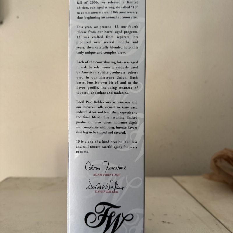 2009, 13th Anniversary Firestone Walker Ale.