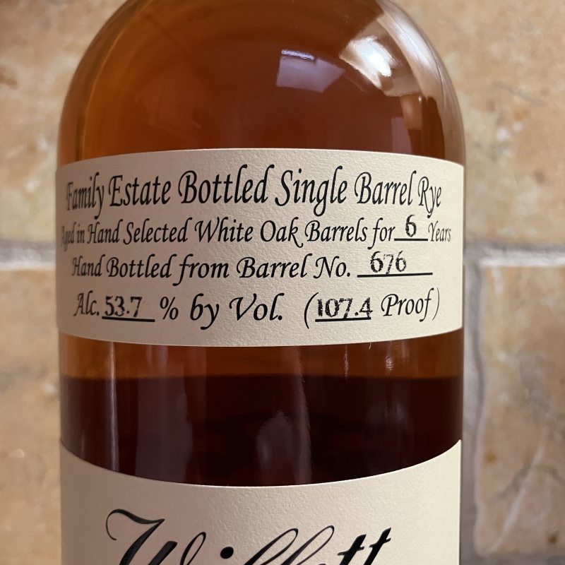 Willet 6 Year Single Barrel Rye