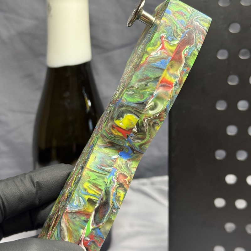 Green Goddess - Multi- Colored Dynamic Resin - Beer Bottle Opener with Carbon Fiber Wax cutter