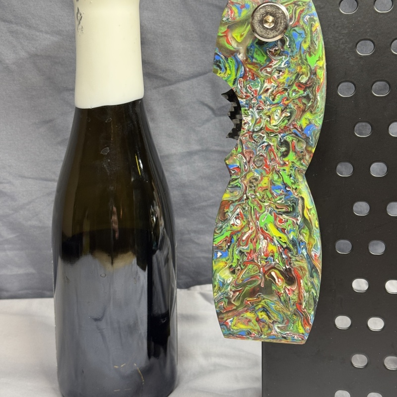 Green Goddess - Multi- Colored Dynamic Resin - Beer Bottle Opener with Carbon Fiber Wax cutter