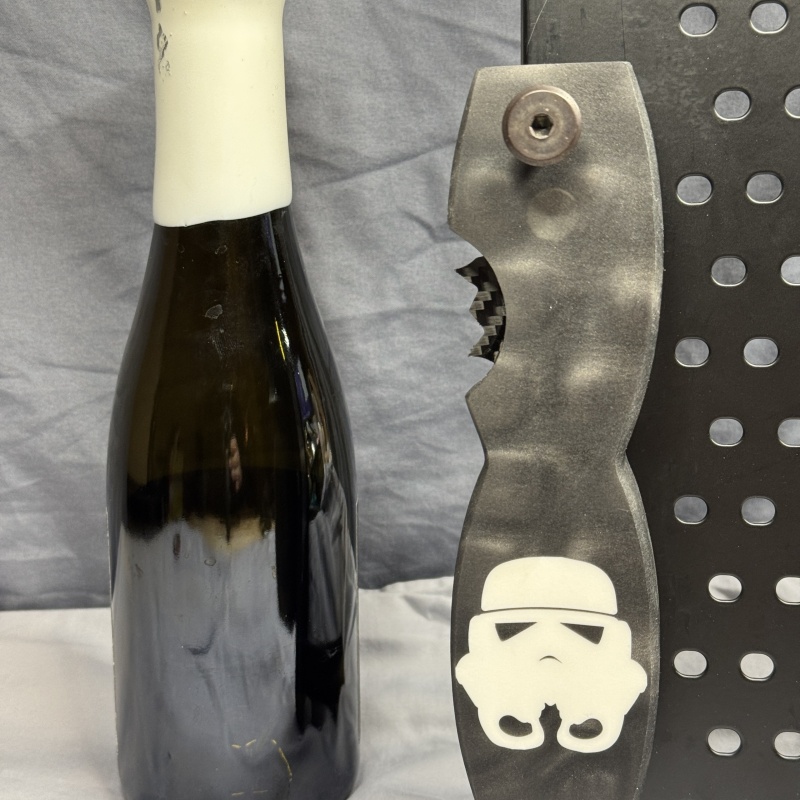BeerTrooper Engraved & Filled Resin - Beer Bottle Opener with Carbon Fiber Wax cutter