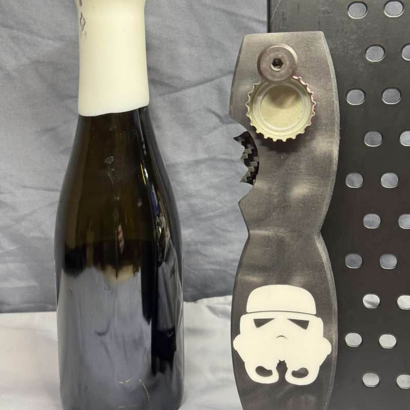 BeerTrooper Engraved & Filled Resin - Beer Bottle Opener with Carbon Fiber Wax cutter