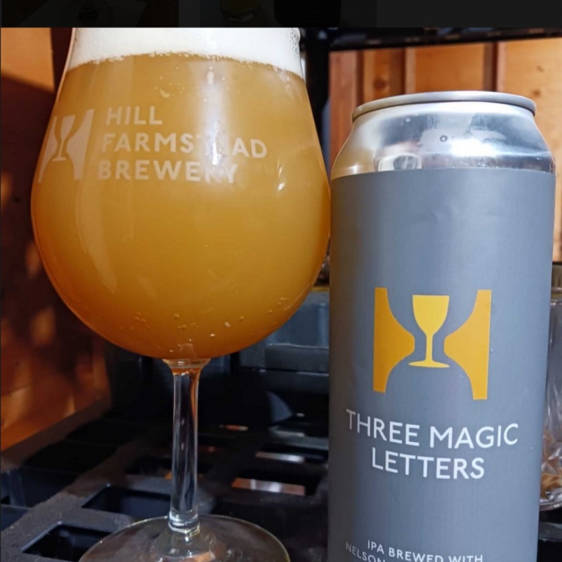 Hill Farmstead: 24 cans of Three Magic Letters. Brewed fresh and cold on 2/25/26. The best of Vermont!