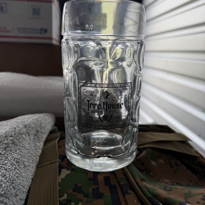 Tree House Brewing: German Style Mug.Not cheap glass. Heavy. Only available at the brewery.