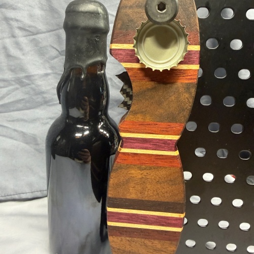 Layered Wood - Beer Bottle Opener w/ Wax Cutter - Butcher Block style