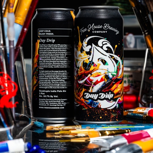 Tree House Brewing: 2 cans of Day Drip. Quadruple IPA. Brewed fresh and cold on 1/28/26.