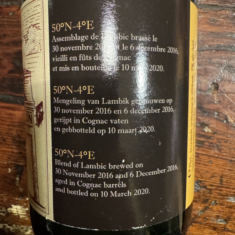 2020 Cantillon 50 degrees N 4 degrees E