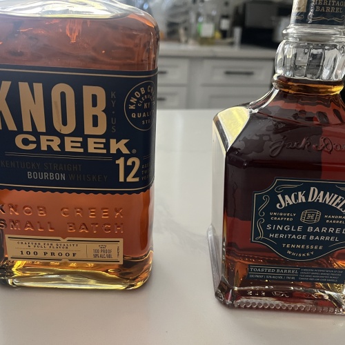Jack Daniels Heritage Toasted Barrell and Knob Creek 12 blue label
