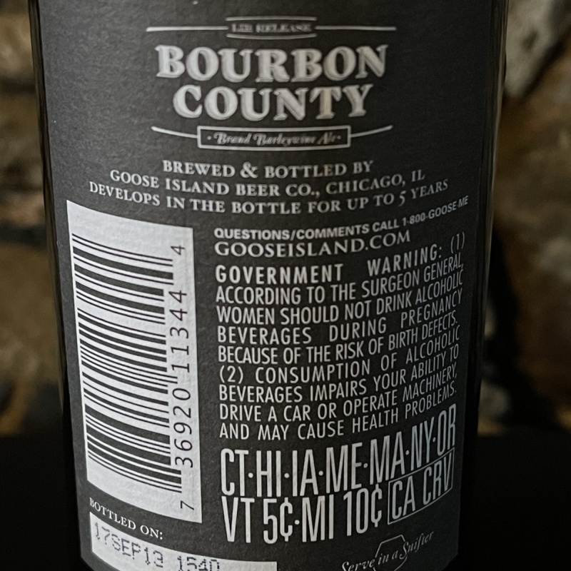 Goose Island Bourbon County Barleywine BCS BCBS BCBBW (2013 Batch 1)