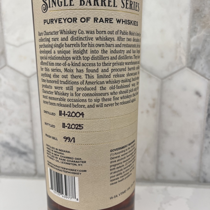 Rare Character 21 year american light whiskey 141.5 proof HAZMAT bourbon rye