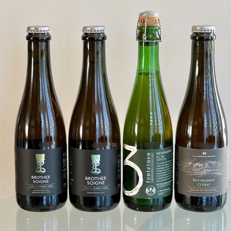 Brother Soigné set Lime Gin & Mezcal Barrel-Aged / 3 Fonteinen Resonance /  Self-Reliance: Citra (Orange Barrels) - Hill Farmstead