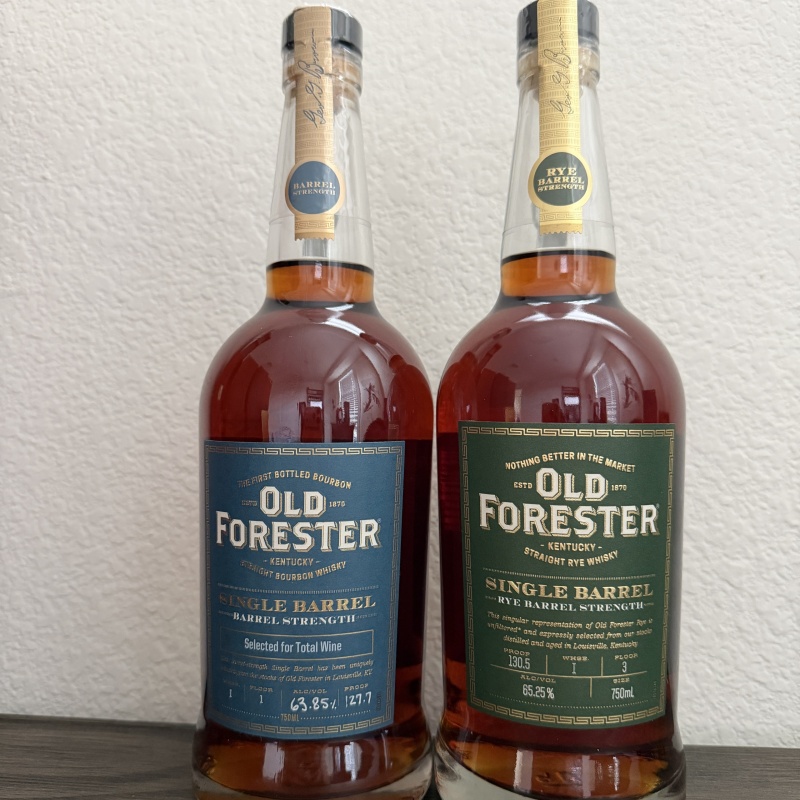 Old Forester Single Barrel Bourbon and Rye