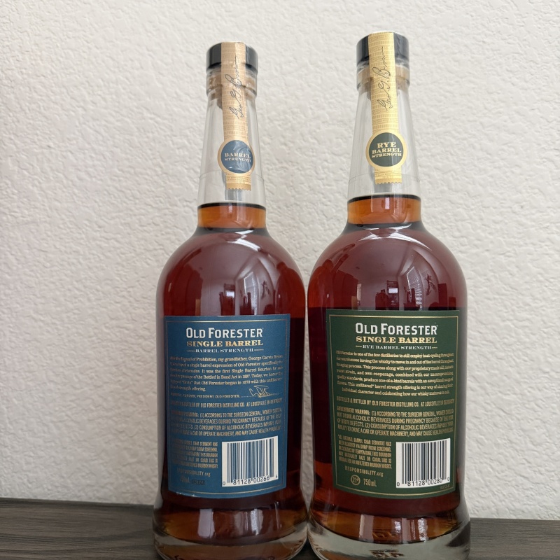 Old Forester Single Barrel Bourbon and Rye