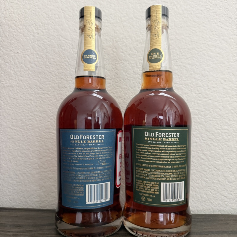 Old Forester Single Barrel Bourbon and Rye