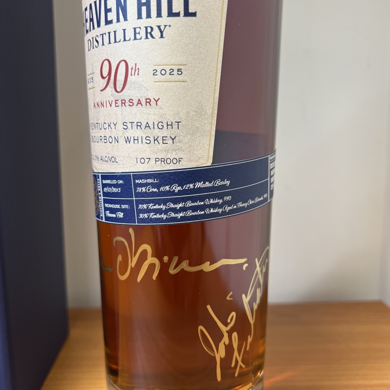 Heaven Hill 90th Anniversary - Signed - Kentucky Straight Bourbon Whiskey - 107 Proof / HH90 / HH 90