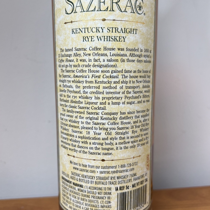 Sazerac 18yr Rye Whiskey 2025 - 90 Proof / Saz18 - Saz 18 Year