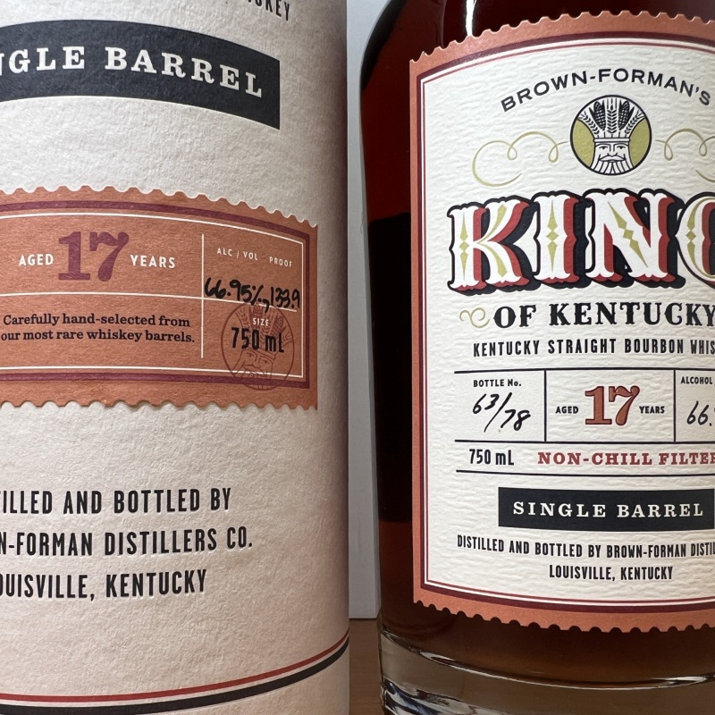 King of Kentucky 2025 - 17yr KoK - 133.9 Proof - Brown-Forman's Single Barrel - Short Barrel 63/78