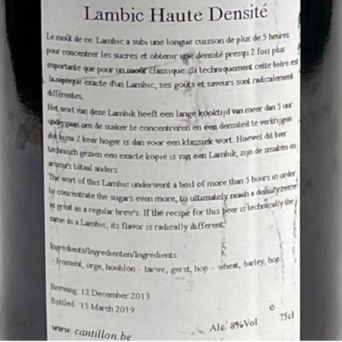 1 time Cantillon Lambic Haute Densité 2019